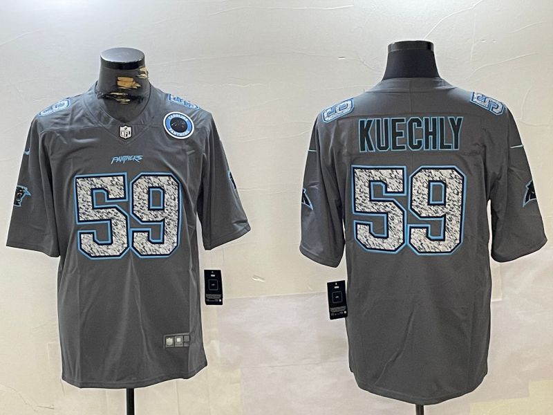 Men Carolina Panthers #59 Kuechly Grey 2024 Nike Olive Salute To Service Limited NFL Jersey